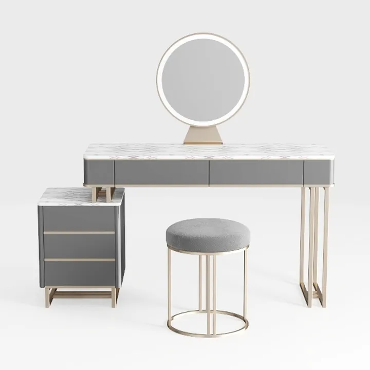 Vanity Table Stool Set Dimmer LED Mirror Large Sto