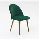 Modern Emerald Green Fabric Upholstered Gold Metal Legs Dining Chair 3D Model Right 45 Degree View