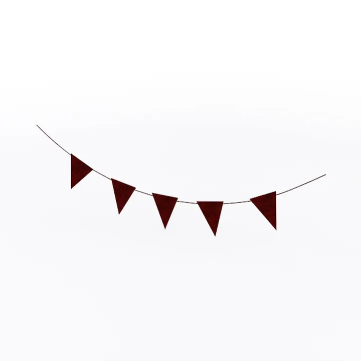 Minimalist Fabric Maroon Triangle Pennant Banner Garland 3D Model