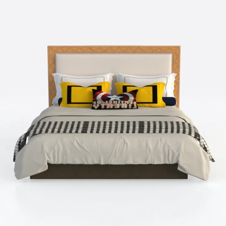 Modern Upholstered Decorative King Size Bed 3D Model