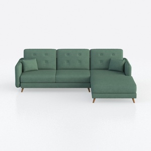 Minimalist Fabric L Shape Sectional Sofa with Throw Pillows 3D Model