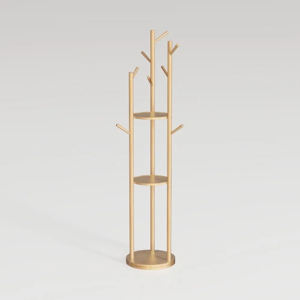 GHWIE Bamboo Rotary Coat Rack Freestanding Coat