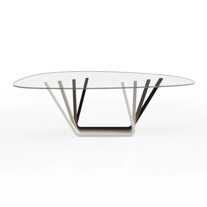 Modern Glass Metal Irregular Coffee Table 3D Model