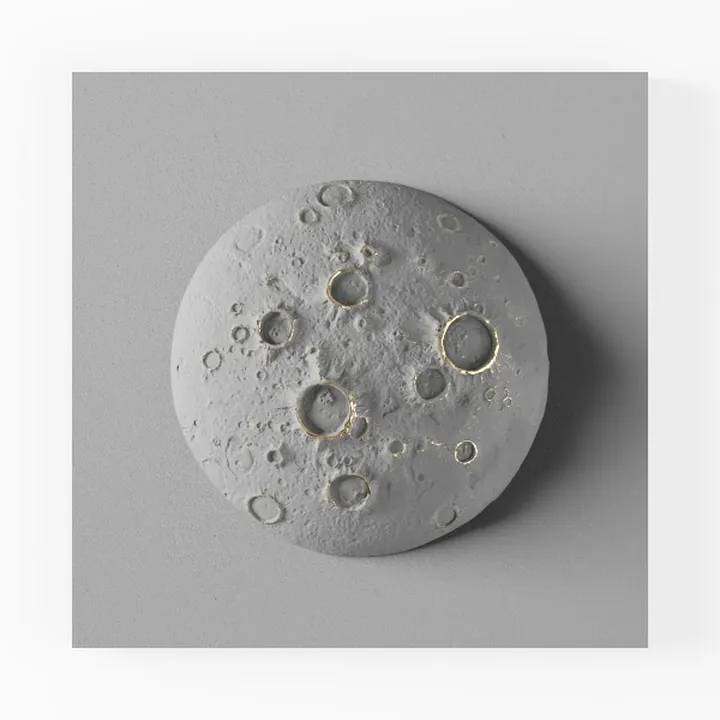 Minimalist Gray Concrete Moon Shape Wall Decor 3D Model