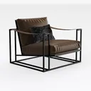 Cassiliving Faux Leather Accent Chairs, Mid Centur Right 45 Degree View