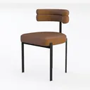 Modern Leather Upholstered Metal Frame Dining Chair 3D Model Left 45 Degree View