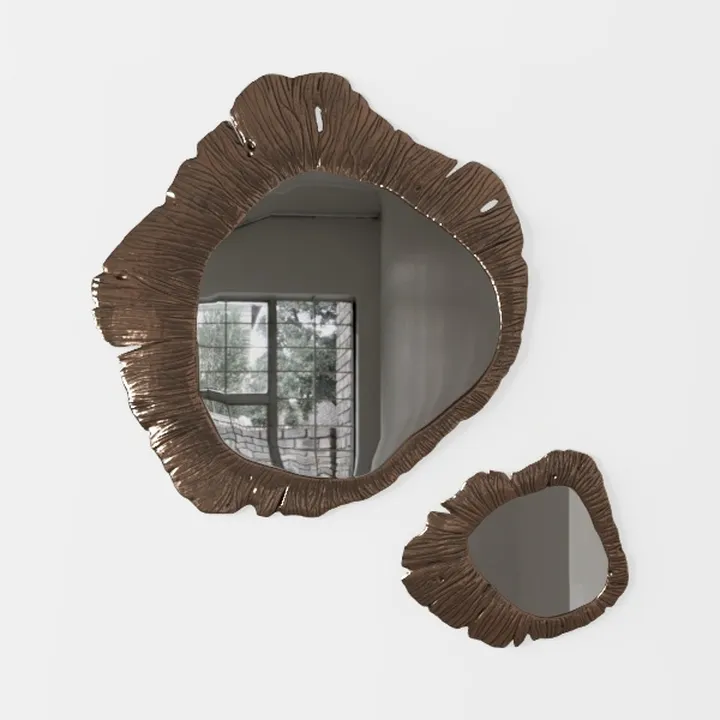 Organic Bronze Irregular Wall Mirror Set Decorative 3D Model