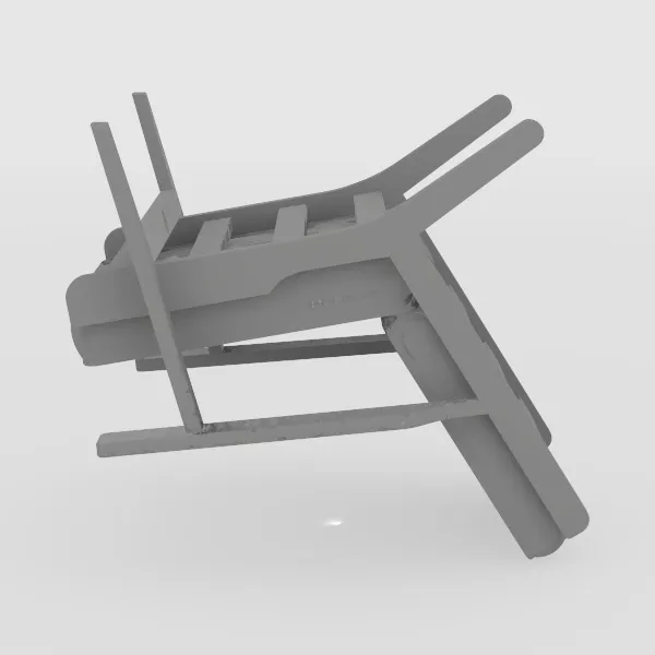 Minimalist Solid Wood Lounge Chair 3D Model Front View