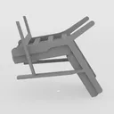 Minimalist Solid Wood Lounge Chair 3D Model Front View
