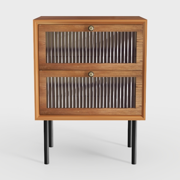 Farmhouse Nightstand with 2 Drawers, Set of 2