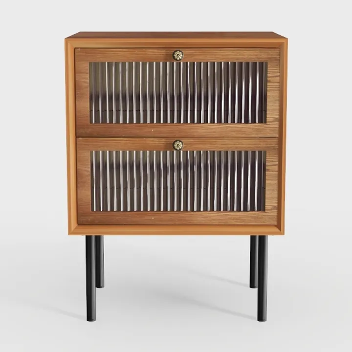 Farmhouse Nightstand with 2 Drawers, Set of 2