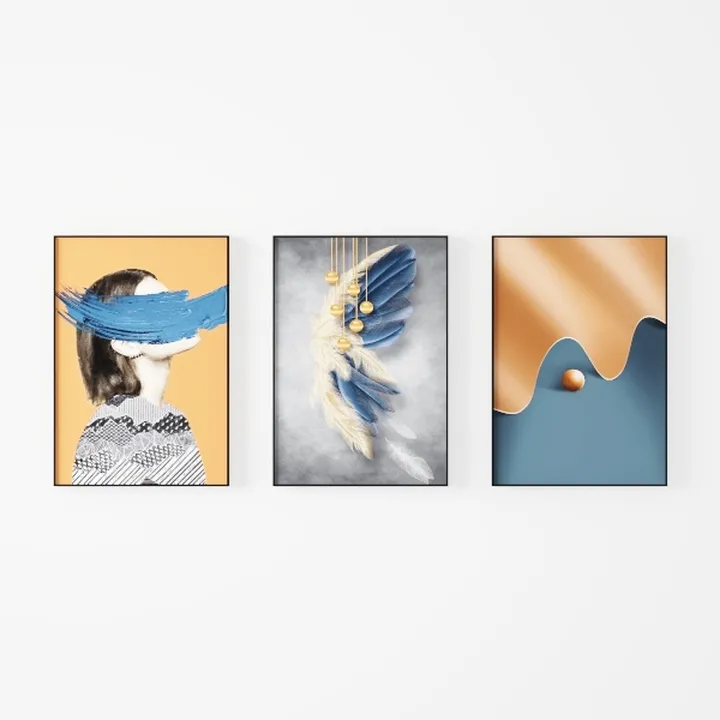 Modern Abstract Wall Art Prints Set of 3 3D Model