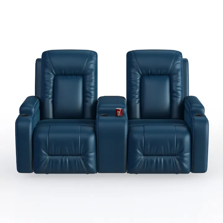 Modern Navy Blue Leather Dual Home Theater Recliner Chair 3D Model