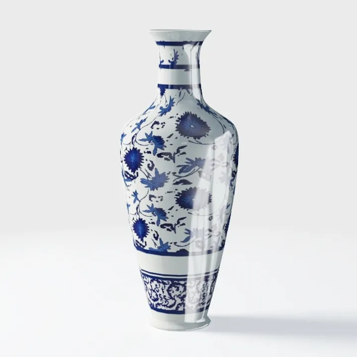 Cabilock Ceramic Floral Vase Blue White Porcelain 