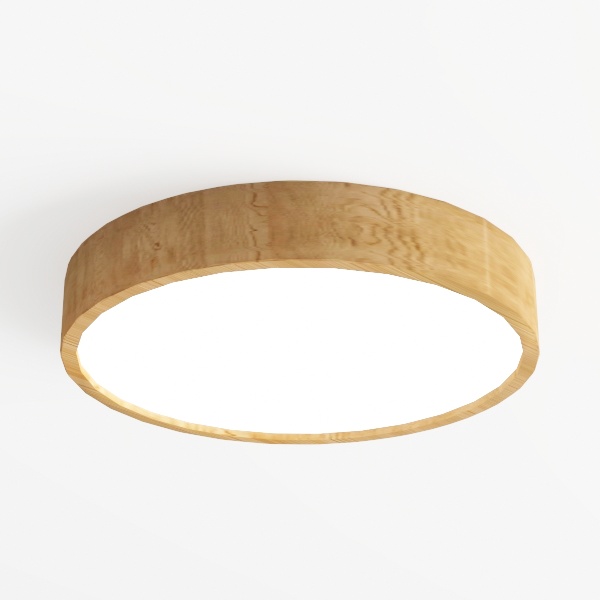 Modern Dimmable Wood Flush Mount Ceiling Light, 
