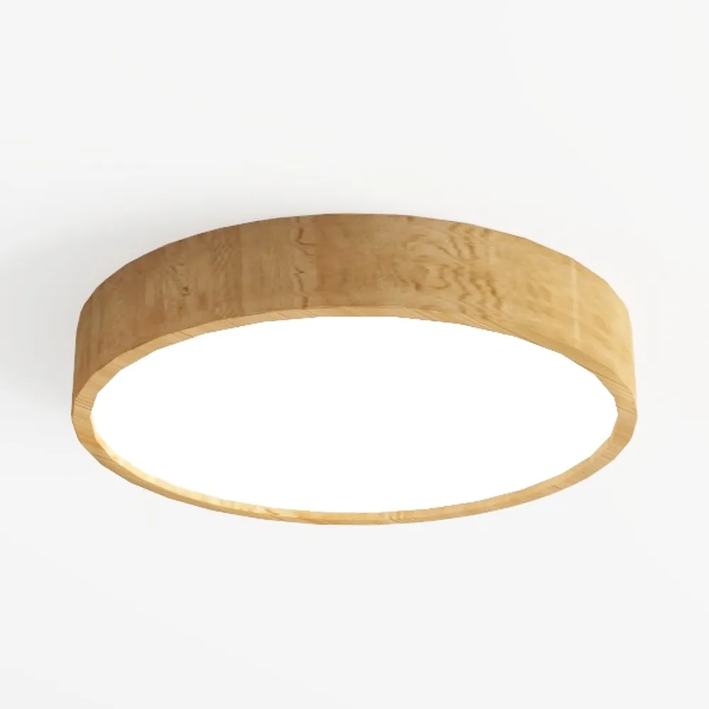 Modern Dimmable Wood Flush Mount Ceiling Light, 