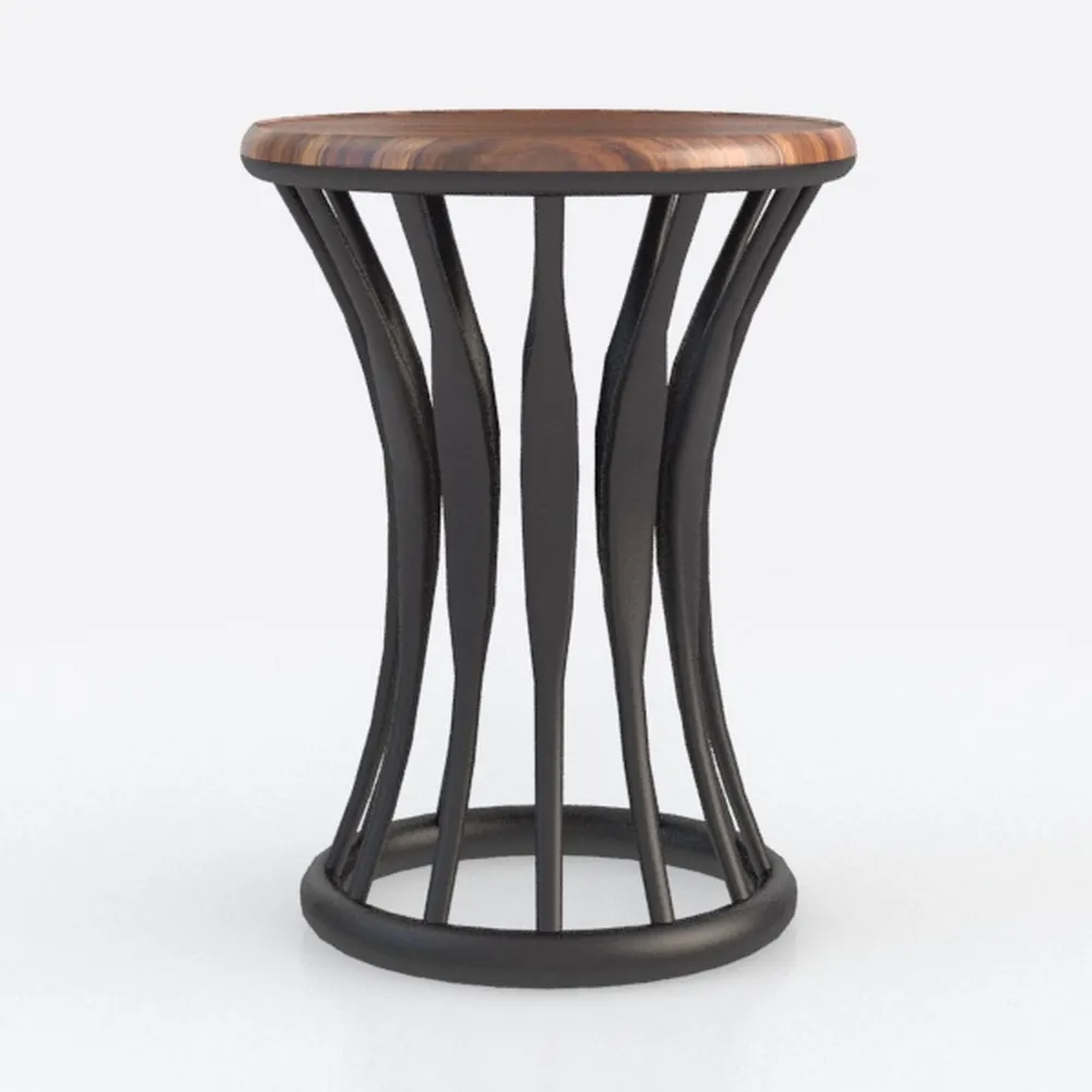 Farmhouse Round End Table with Criss-Cross Wood