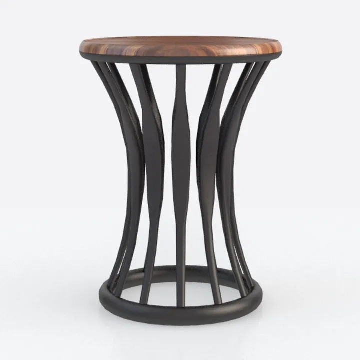 Farmhouse Round End Table with Criss-Cross Wood