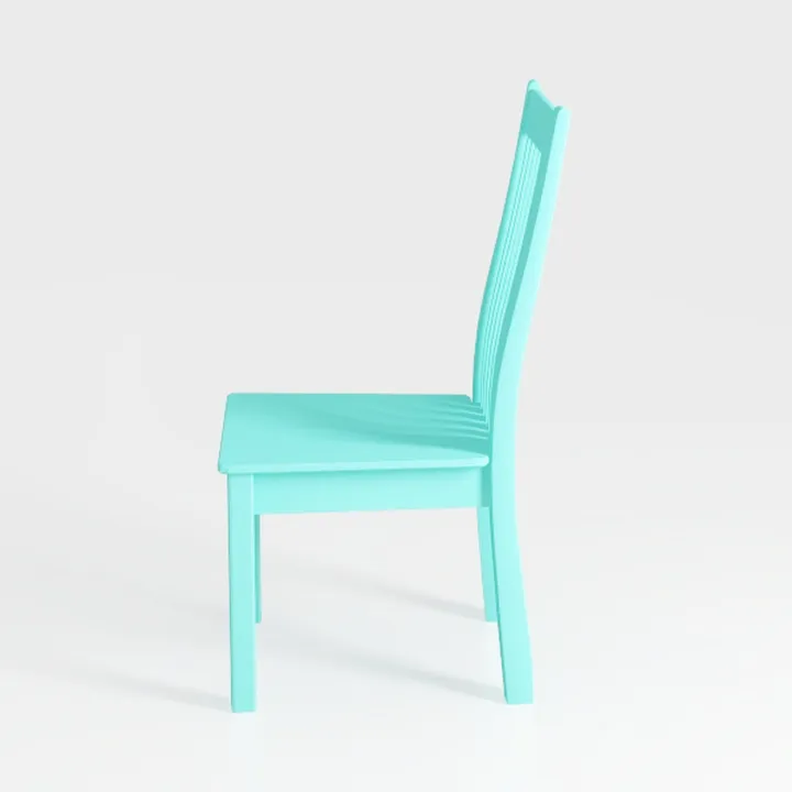 Minimalist Turquoise Solid Wood Dining Chair 3D Model