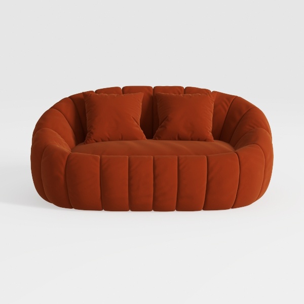 59 in. Orange Chenille 2-Seater Loveseat Bean Bag