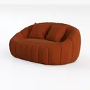Modern Burnt Orange Velvet Tufted Loveseat Sofa 3D Model Left 45 Degree View