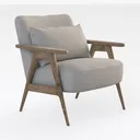 single sofa-Complete Japandi Interior Right 45 Degree View