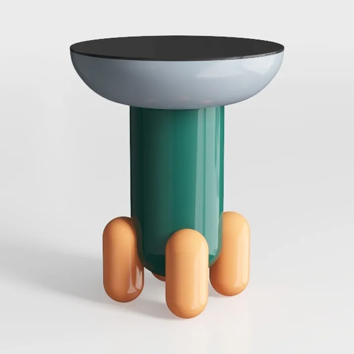 Modern Color Blocked Acrylic Metal Side Table 3D Model