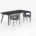 3-Piece Wicker Outdoor Dining Set with Gray Cushio Right 45 Degree View