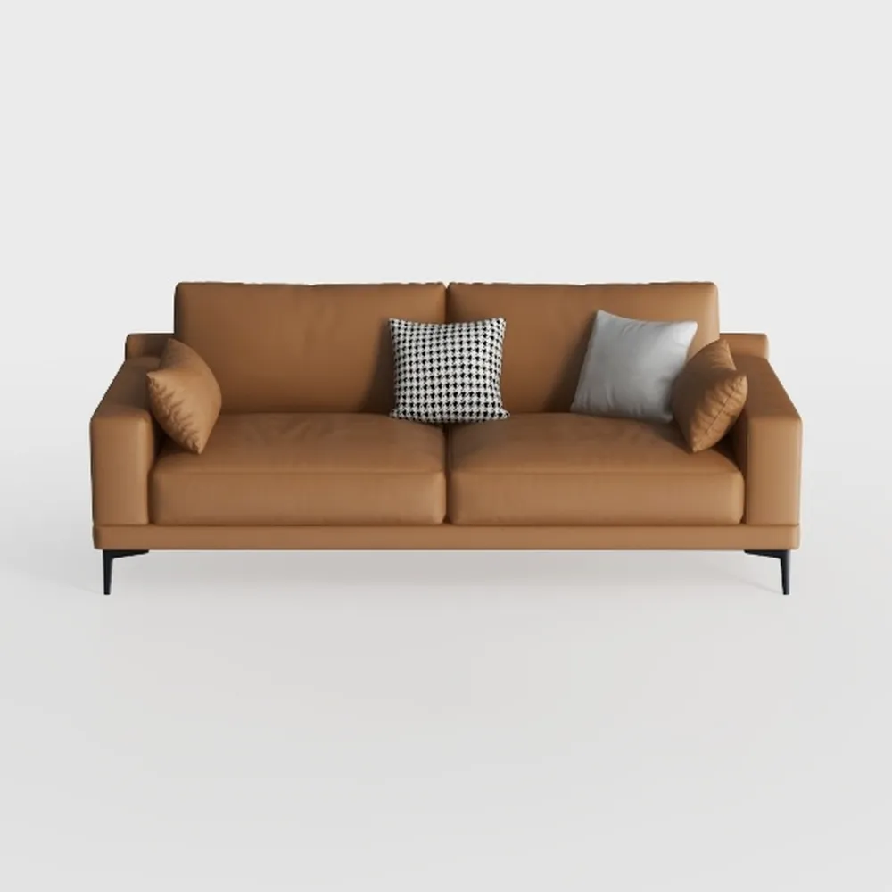 63" Faux Leather Loveseat Sofa, Mid-Century