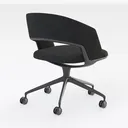 Modern Dark Fabric Metal Base Office Chair 3D Model Right 45 Degree View