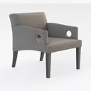 Minimalist Fabric Upholstered Armchair with Solid Wood Legs 3D Model Right 45 Degree View