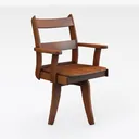 Mid Century Solid Wood Upholstered Armchair 3D Model Right 45 Degree View