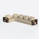 Modern Linen U Shaped Sectional Sofa With Wood Accents 3D Model Left 45 Degree View