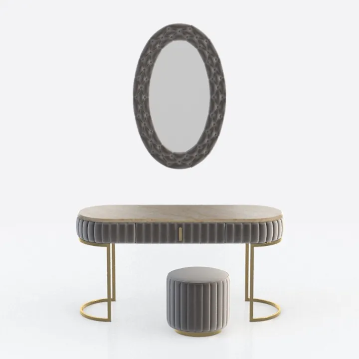 Generico Elegante Tavolo da Trucco con Specchio Regolabile a LED e cassetti - Scrivania da Trucco salvaspazio Grigia per la casa, 70x40 cm (27,5x15,7 Pollici) - Perfetto per Gli Amanti della Bellezza