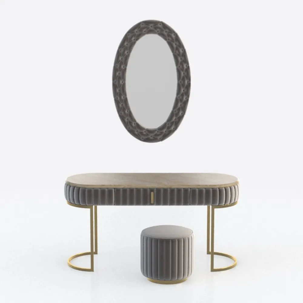 Generico Elegante Tavolo da Trucco con Specchio Regolabile a LED e cassetti - Scrivania da Trucco salvaspazio Grigia per la casa, 70x40 cm (27,5x15,7 Pollici) - Perfetto per Gli Amanti della Bellezza