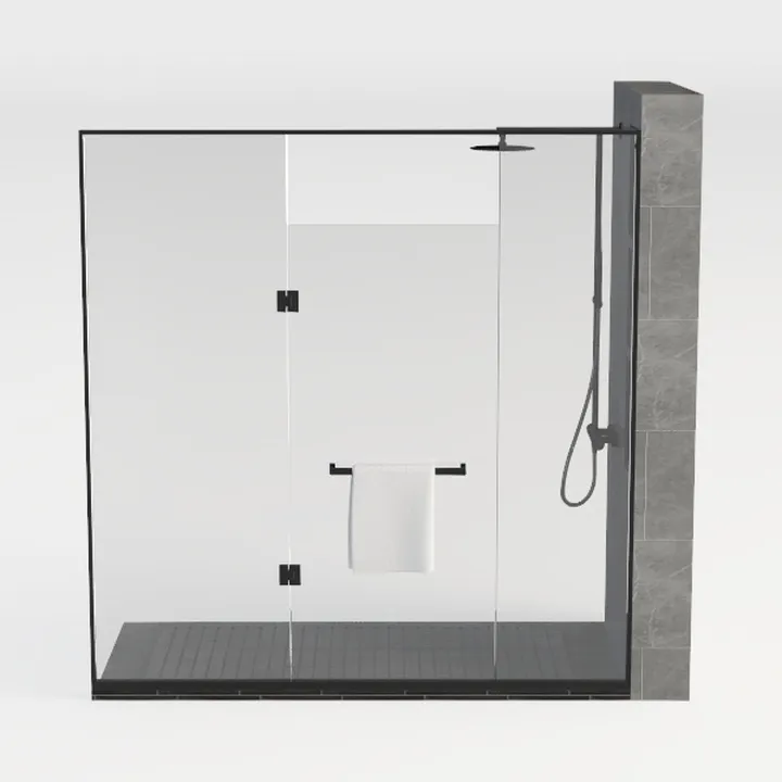 Frameless Sliding Shower Door - Matte Black