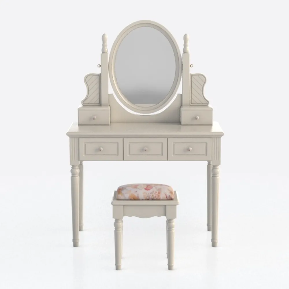 Black Makeup Vanity Set with Mirror Cabinet