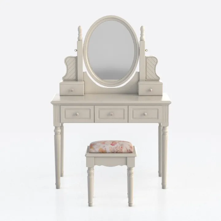 Black Makeup Vanity Set with Mirror Cabinet