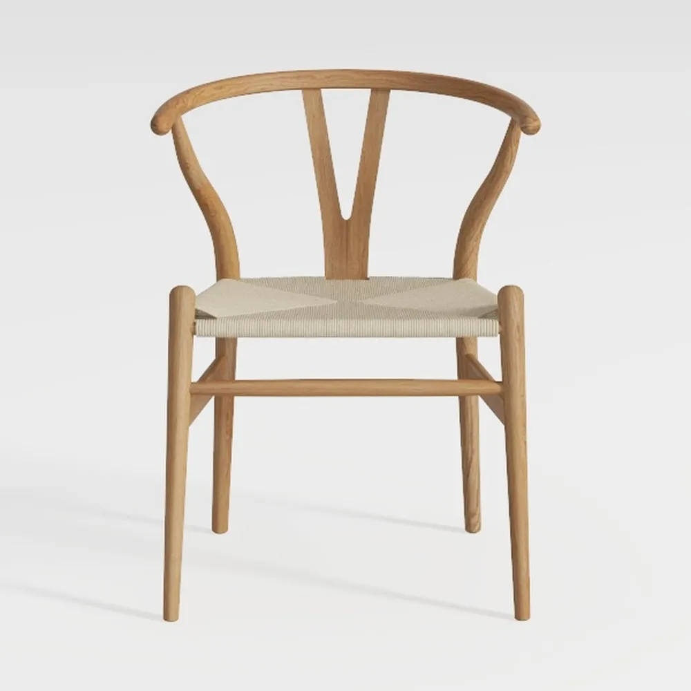 Solid Wood Weave Dining Chairs, Mid-Century Modern