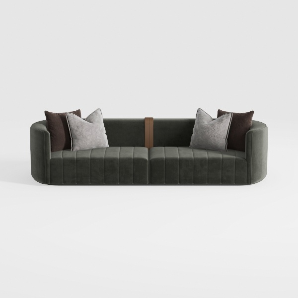 Modular Curved Sofa Couch, Chenille Deep Seat Sofa