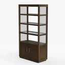 Minimalist Dark Solid Wood Bookshelf Cabinet With Storage 3D Model Left 45 Degree View