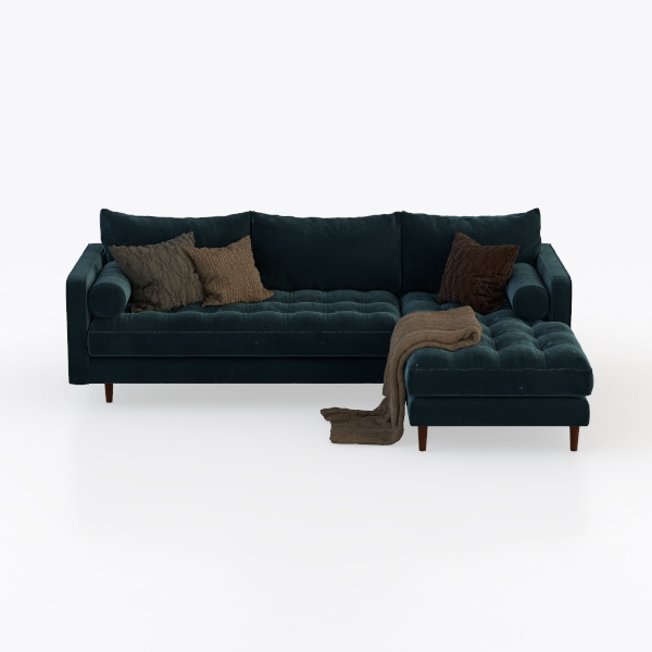 Devion Furniture 101" W Modern Design Velvet Secti