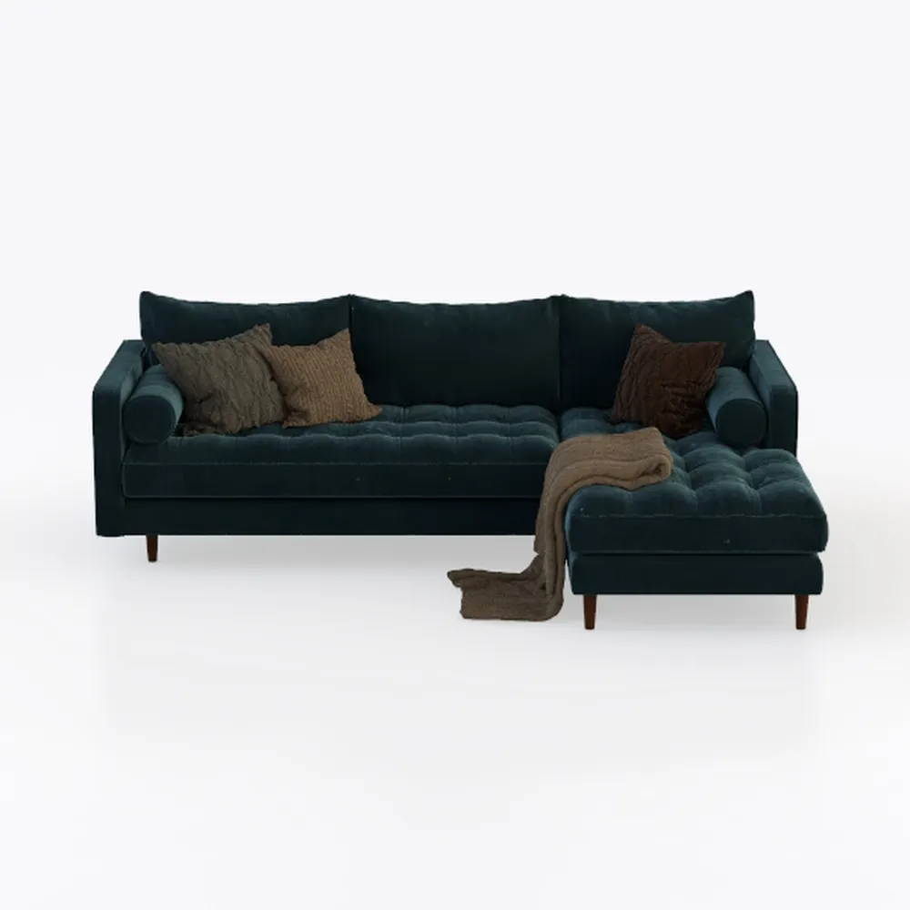 Devion Furniture 101" W Modern Design Velvet Secti