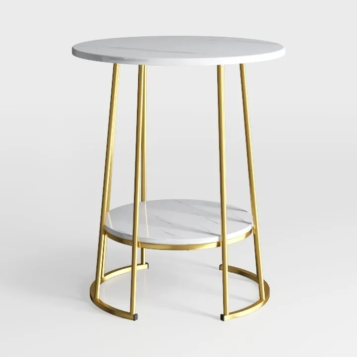 Real Marble Metal Round 15 in Side End Table with