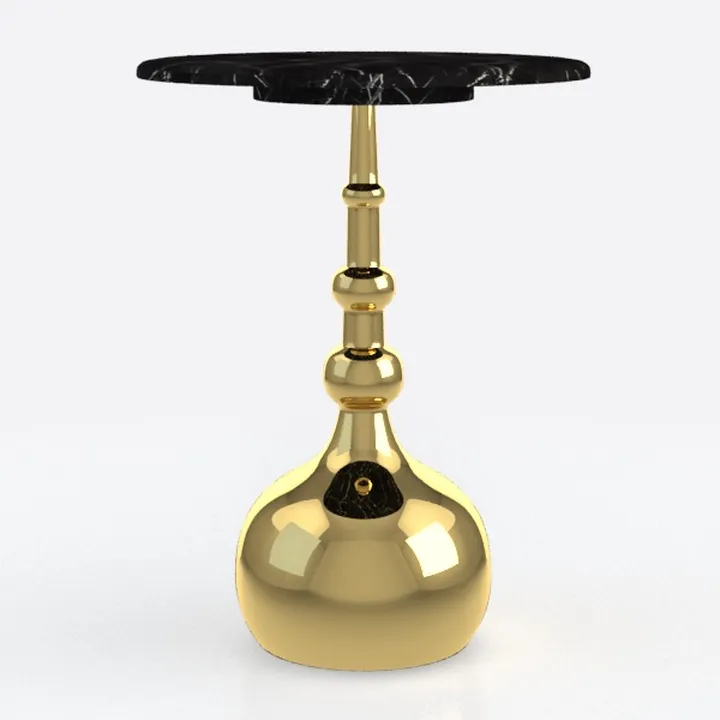 Small Round End Table Marble Top Side Table with