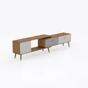 Mid-Century Solid Wood TV Stand With Storage Drawers 3D Model Right 45 Degree View