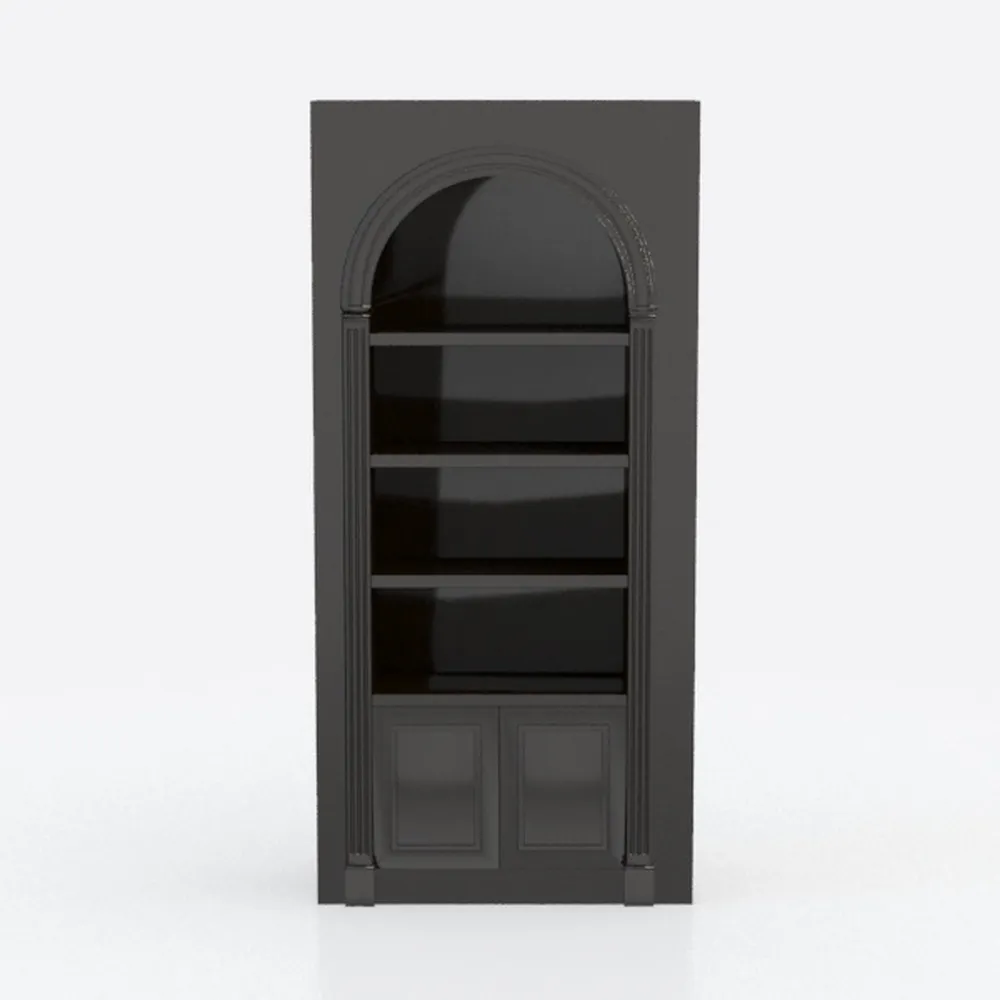 71" Arched Display Cabinet, Black Bookcase with