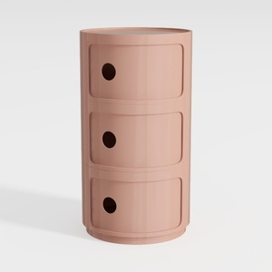 Minimalist Blush Acrylic Round 3 Drawer Storage Cabinet 3D Model