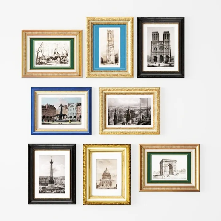Americanflat Set of 7 Vintage Gold Frames with