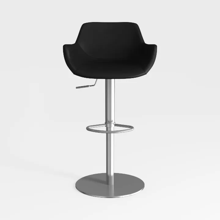 Modern Black Leather Metal Adjustable Bar Stool 3D Model